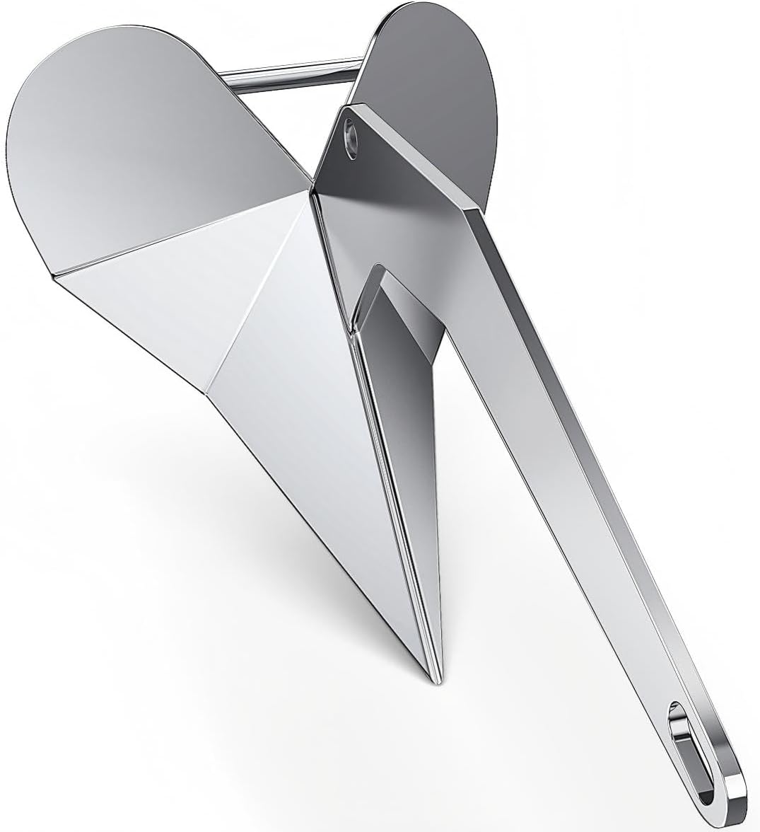 316 Stainless Steel Delta Anchor 11lb 13lb 16lb 22lb 33lb 44lb Delta Style Boat Anchor for Yacht/Pontoon/Sailboat/Fishing Boat, Mirror Polished, Fit for 15-55 ft Boats, Multiple Size