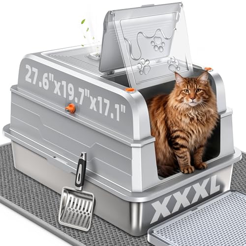 CATLIKE 2026 Upgrade 152L XXXL Stainless Steel Cat Litter Box - 3-Layer Urine...