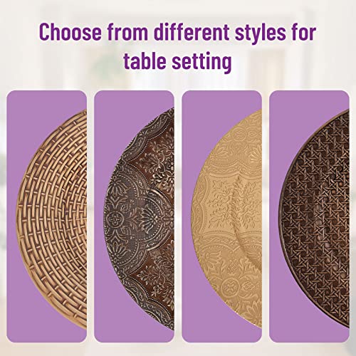 Platos Decorativos Rústicos de Plástico Faux Rattan 13" Set 6 miniatura 6