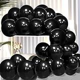 Firomi Black Balloons 12-inch 100 Pack Big Helium Round Black Metallic Thicken Latex Balloon for Birthday Party Balloons (with 3 Ribbons)