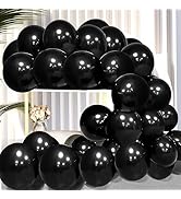 FIROMI Black Balloons 12-inch 100 Pack Big Helium Round Black Metallic Thicken Latex Balloon for ...