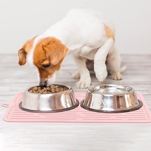 Miniatura 7 de Mantel individual para mascotas para perros y gatos, tapete para evitar el desbordamiento de alimentos y agua, tapete portátil y plegable, adecuado