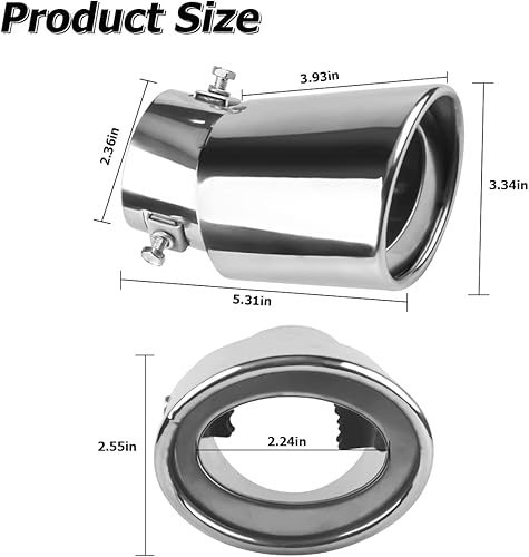 Miniatura 2 de Punta de escape de acero inoxidable para automóvil, de 2.5 a 3.3 pulgadas, tubo de escape universal para modificación de tubo de escape de
