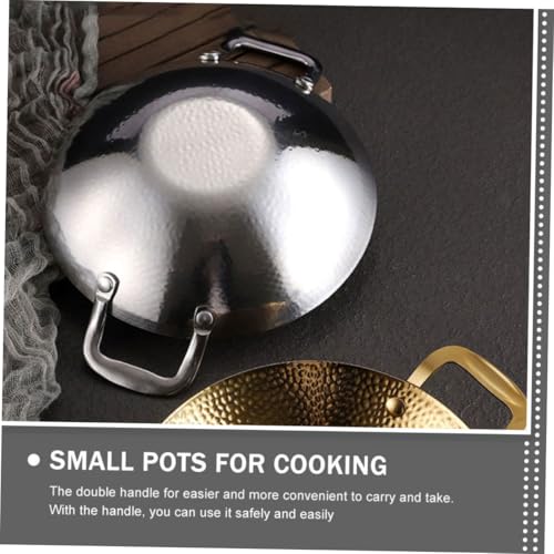 Wok de acero inoxidable con doble asa resistente al calor miniatura 2