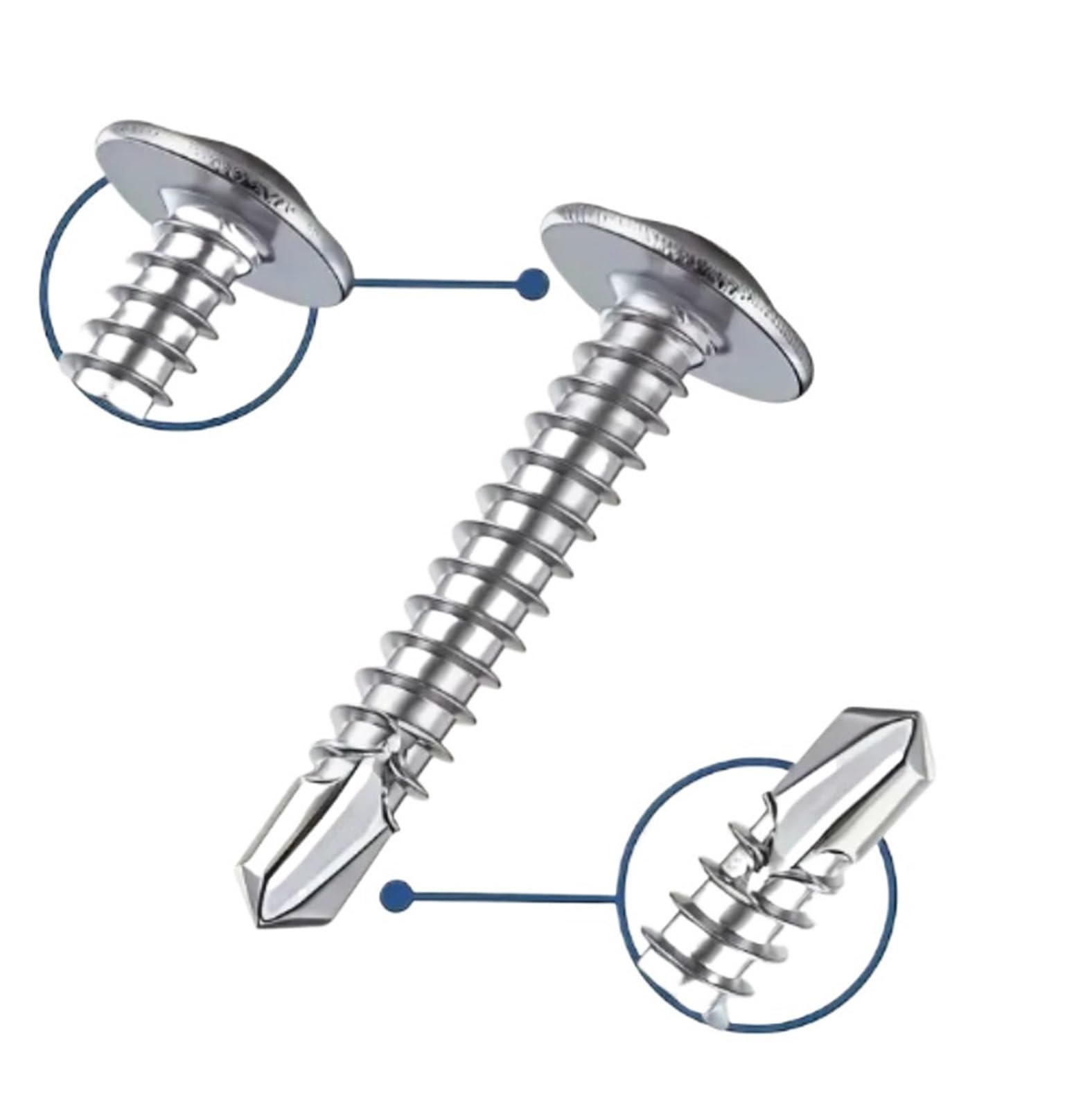 Wkręty Samowiercące Ze Stali Nierdzewnej Z Łbem Krzyżowym Z Podkładką Do Drewna I Blachy(200PCS,25mm)