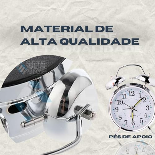 Relógio Despertador de Mesa Vintage Clássico com Luz LED Noturna e Números Grandes | Metal | Analógi