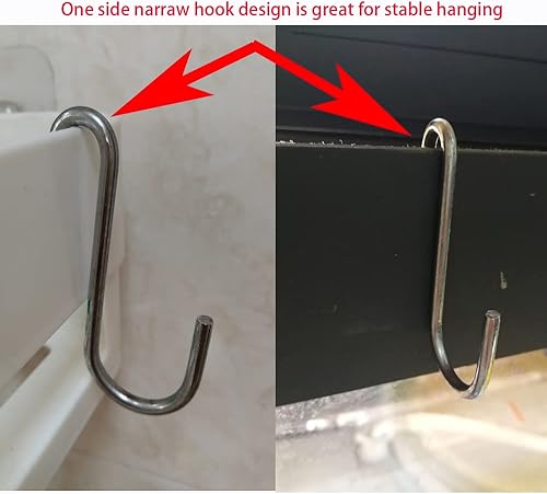 Miniatura 5 de LU2000 Paquete de 10 ganchos resistentes en forma de S, acero inoxidable, 2.4 pulgadas, ganchos colgantes en forma de S para utensilios de cocina,