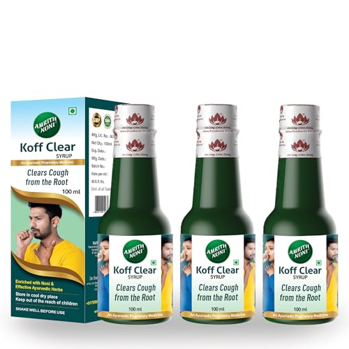 Image of Amrith Noni Koff Clear - 100ML | Ayurvedic Cough Syrup | With the goodness of Noni, Vasa, Tulasi, Yashtimadhu, Lavanga & more Herbs (Pack of 3)