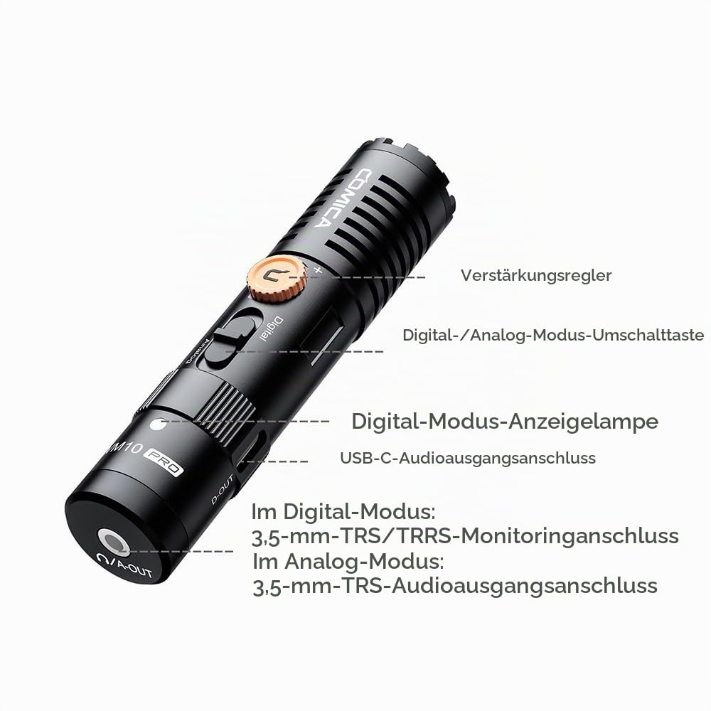 COMICA VM10 PRO Richtmikrofon Kamera Mikrofon, USB-C-Mikrofon für Kamera, Smartphone,PC. Ideal für Vlogging, Live-Streaming, Aufzeichnen. Dual-Mode Vifeo USB Shotgun-Mik mit Verstärkungsregelung