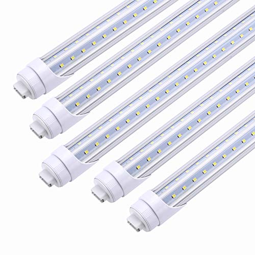 TRLIFE R17D/HO 8FT LED Bulbs, (25Pack) V Shaped Dual Row Clear Cover 65W 6000K Cool White T8 8FT LED Bulbs with R17D Rotatable Base, Fluorescent Bulbs Replacement for Shop Warehouse Workshop Garage