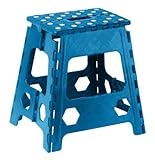 Folding Step Stool 15 Inch with Anti Slip Dots (Blue) by Superior Performance