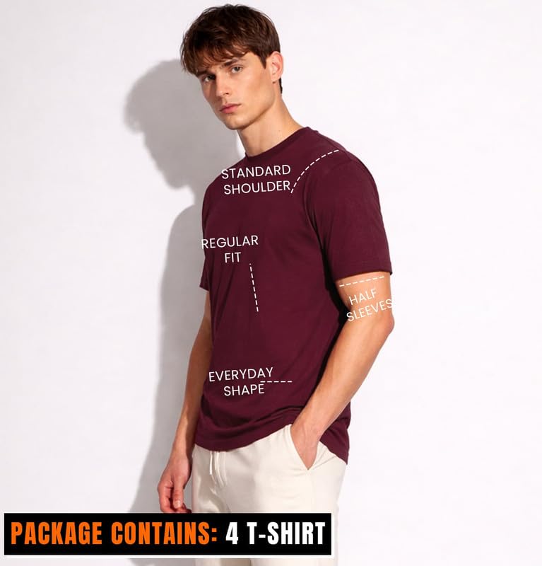 Image of Sleepynuts Men's Regular Fit Round Neck Half Sleeves Solid Casual Wear T-Shirt