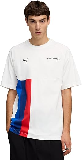 PUMA | BMW M Motorsport TECH-X Men's Colorblock Stripes Tee | White | M