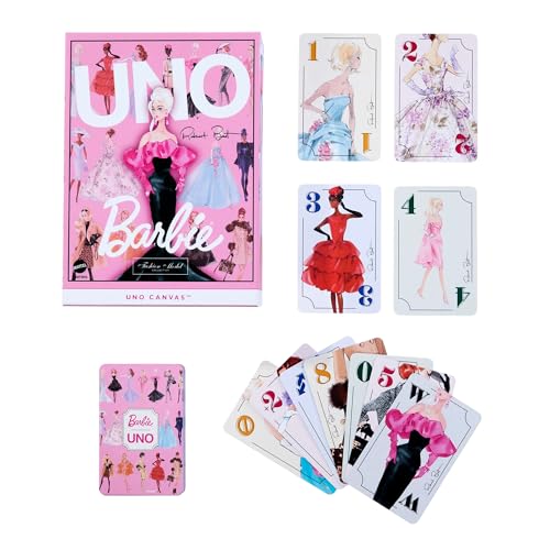 UNO Barbie Fashion Model Collection   Juego de cartas (edición limitada del 65º aniversario, 112 tarjetas, caja rosa, a partir de 7 años), HYH43