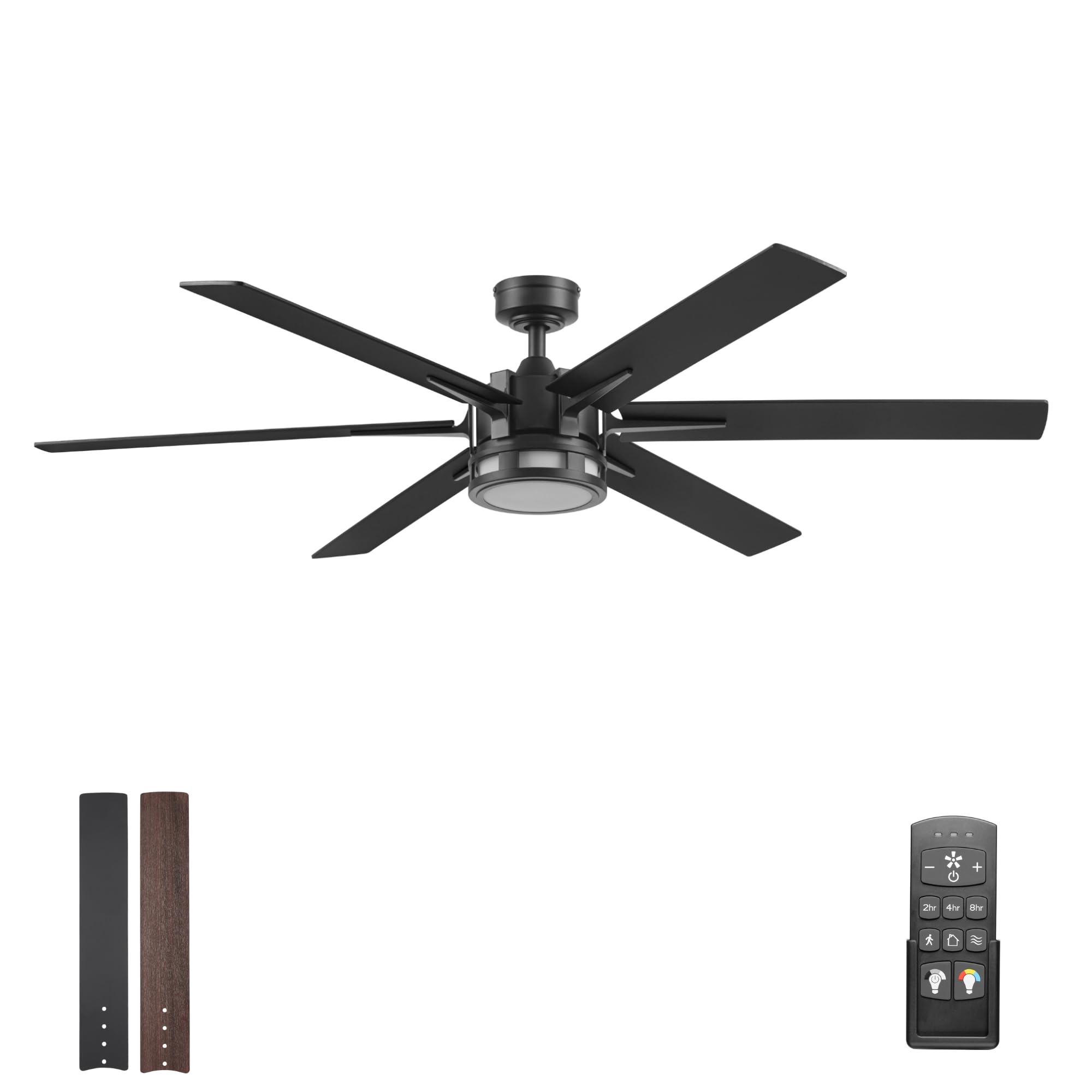 Honeywell Ceiling Fans Kaliza Modern 60 Inch Ceiling Fan with Light, LED Fan with Remote Control, Indoor Fan, 6 Contemporary Blades, Black