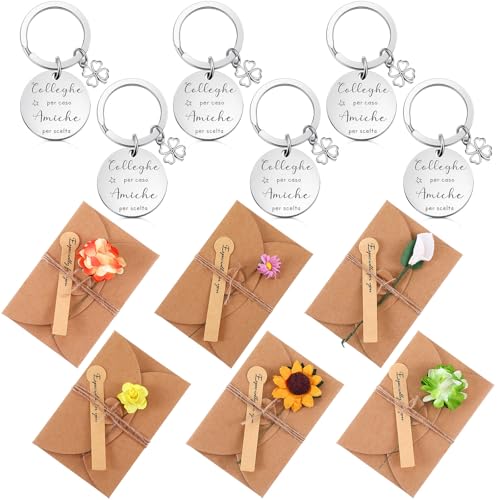 Tenare 6 Set di Regali per Amici Portachiavi e Buste