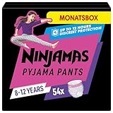 Pampers Pampers Ninjamas Nachthöschen / Höschenwindeln für Mädchen (27-43kg), 54 Pyjama Höschen, 8-12 Jahre, MONATSBOX, absorbierende Windelhöschen, Auslaufschutz für die ganze Nacht
