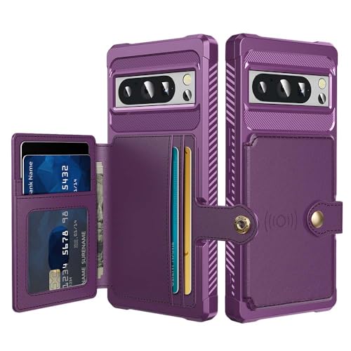 Funda Google Pixel 8 Pro tipo cartera morada ideal para viajar sin bolsos 2
