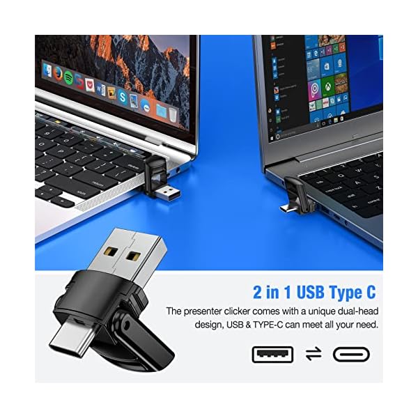 Presentation Clicker Wireless Presenter Remote for PowerPoint, Powerpoint Clicker with Volume Control PowerPoint Slide Advancer for Mac, Computer, Laptop-E600