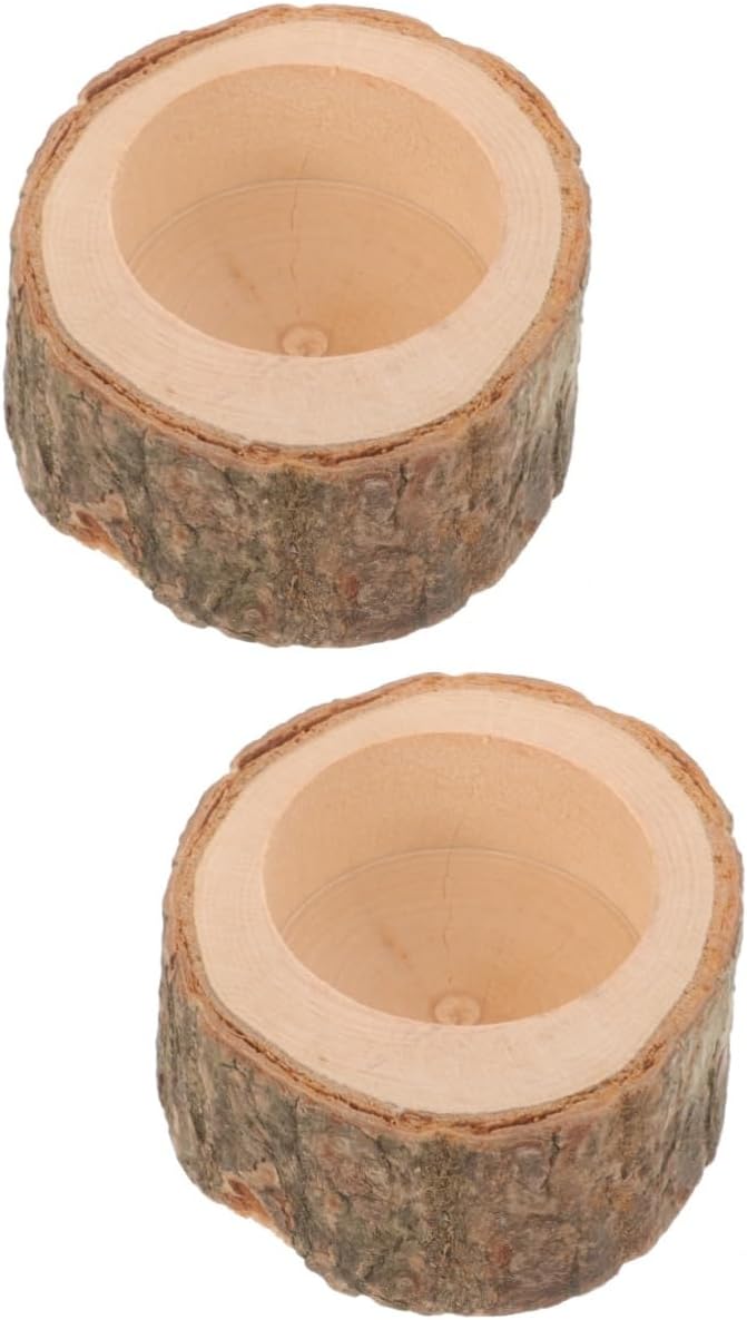 WOONEKY 2pcs Pet Wooden Feeding Bowl for Animals Washable Chinchilla Hamster and Food Dish Smooth Versatile Bowl for Safe Use Pet Feeder