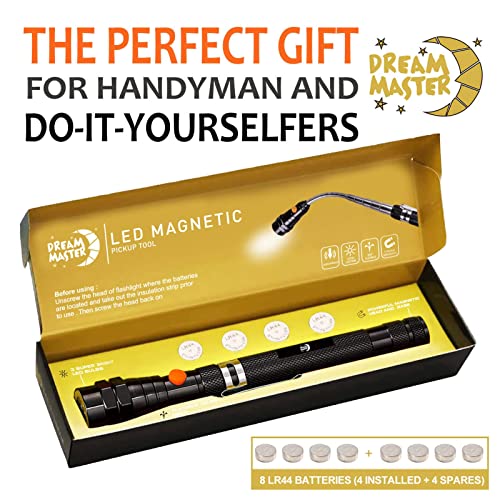 Magnetic Pickup Tool With 3 Led Lights, Telescoping Magnet Flashlight, Cool Gadget Birthday Gifts For Men, Dad, Father, Handyman, Husband, Boyfriend Or Women, Black #TOP7
