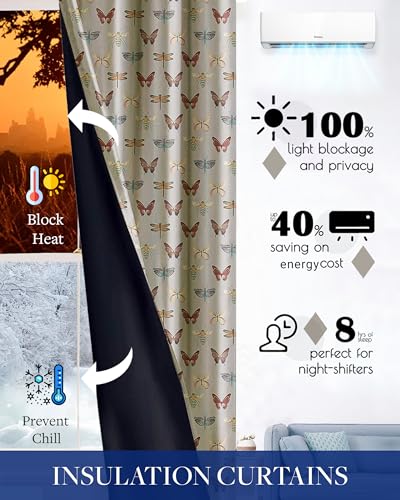 Image of Cloth Fusion Printed 100% Blackout Window Curtains 5 Feet Long Set of 2