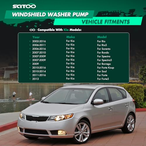 Image of SCITOO Windshield Washer Pump Replacement For Kia For Forte | Direct fit for 2011-2016 For Kia For Forte|2010-2016 For Kia For Forte Koup|Replaces OE 98510-2K000|98510FD100|With Grommet