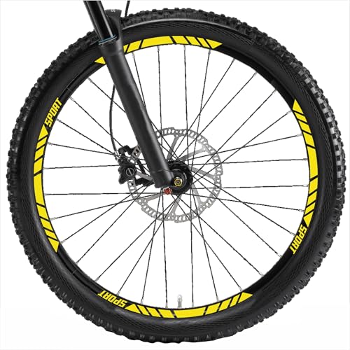 Decalart Kit adesivi per cerchi ruote mtb bici SPORT running filetto strisce 26 27,5 28 29 Pollici kit completo decalcomanie L008 (025 Giallo, 27,5 Pollici)