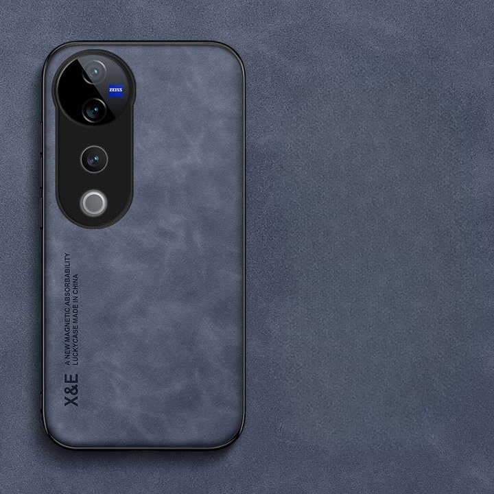 Image of Cover Compatible with Vivo V40 Pro 5G Comfortable Touch Sheepskin Leather Case | Shockproof | Precision Fit & Secure Grip | Luxury Protective Back Cover (Blue)