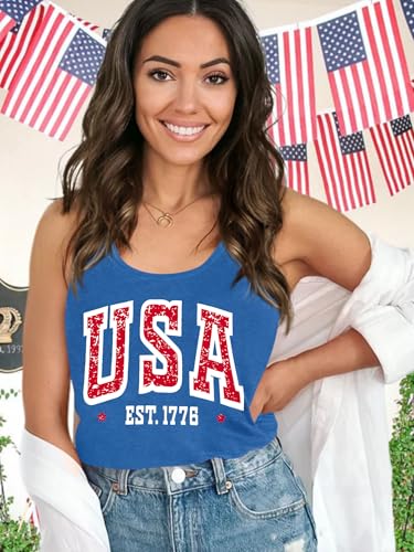 Image of Ithalt Womens American Flag Shirts 4th of July Outfits USA T-Shirt Patriotic Tank Shirt Fourth of July Sleeveless Tops