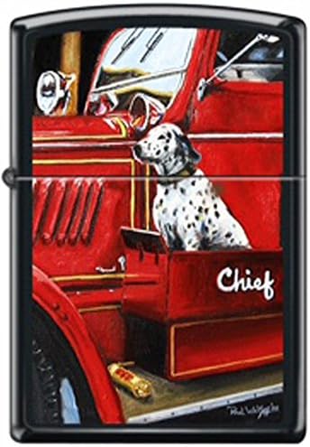 American Hero Firefighter's Dog Paul Walsh Black Matte Zippo Lighter