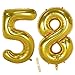 Folienballon Zahl Deko Gold 58 für Frauen Männer, XXL 100cm Riesen Nummer Aufblasbar Helium Ballon Figuren Zahlen Luftballons für 58. Jahre Mann Frau Geburtstag Hochzeit Jubiläum Party Dekoration