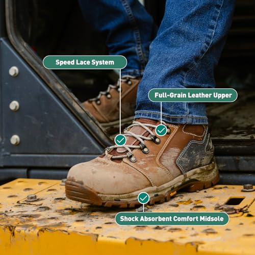 Image of Danner Vicious 4.5 inch Waterproof Work Boots for Men - Full-Grain Leather with Breathable Gore-Tex Lining, Speed Lace System