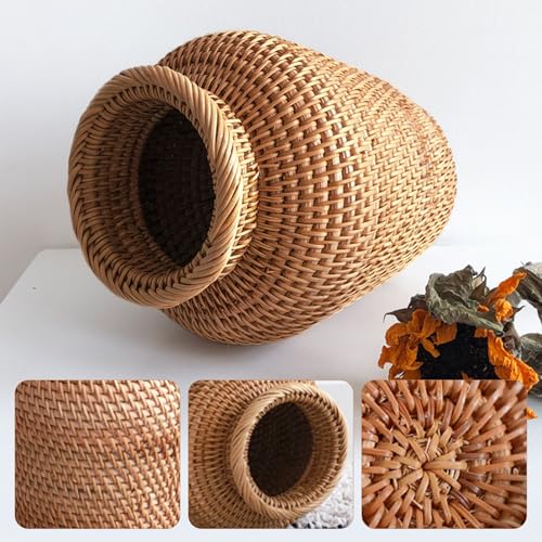 Vase tressé en rotin panier décoratif rustique osier centre de table - 8