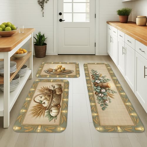 Tapis de cuisine rustiques en textile doux de qualité supérieure beige - 4