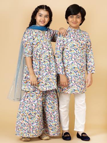 Image of A.T.U.N. (ALL THINGS UBER NICE) Multi Color Swirls Kurta & Pyjama Set