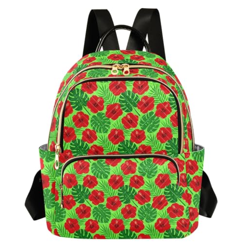 Mochila de gran capacidad hawaiana de mujer pequeña con flores para deportes ligeros y uso casual S