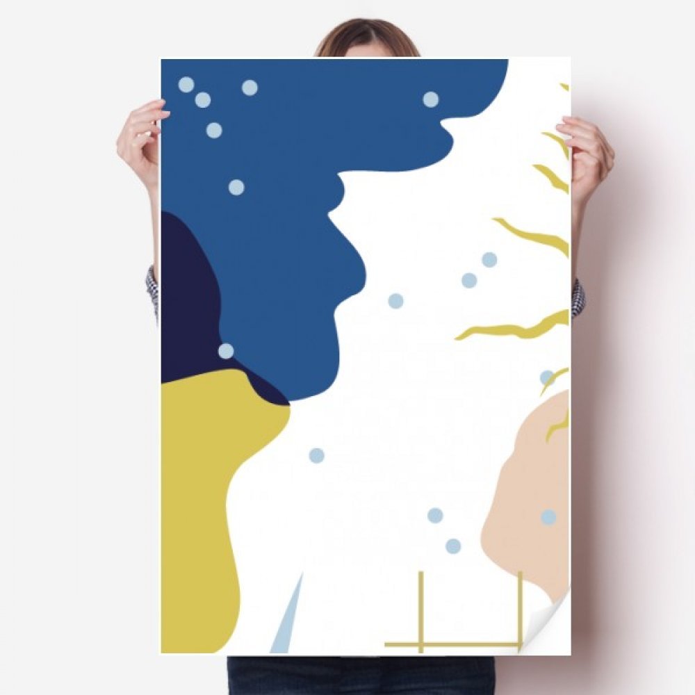 Art vinyle autocollant de mur abstrait bleu pour décoration murale moderne