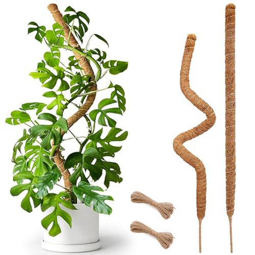 Soupiar 27 Inch Moss Pole, 2 Pack Bendable Moss Pole for Plants Monstera, Moss Poles for Climbing...