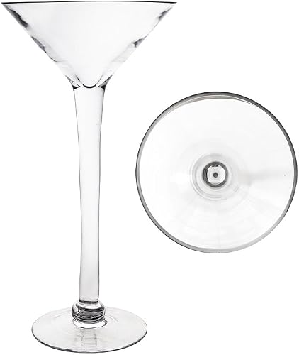 Martini Vase 8 Inch x 16 Inch, Decorative Clear Glass with Sturdy Base, Wedding Centerpieces, Flower Bouquets, Home Décor, Celebrations, Parties, Event Planning, Arts & Crafts