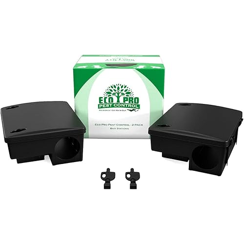 Rat Bait Stations 2-Pack | Refillable Outdoor Mouse Bait Station with 2 Locks & Keys | Weather-Resistant Rodent Bait Box for Indoor & Outdoor | Pet & Kid-Safe Rat Trap Alternative Medium Size