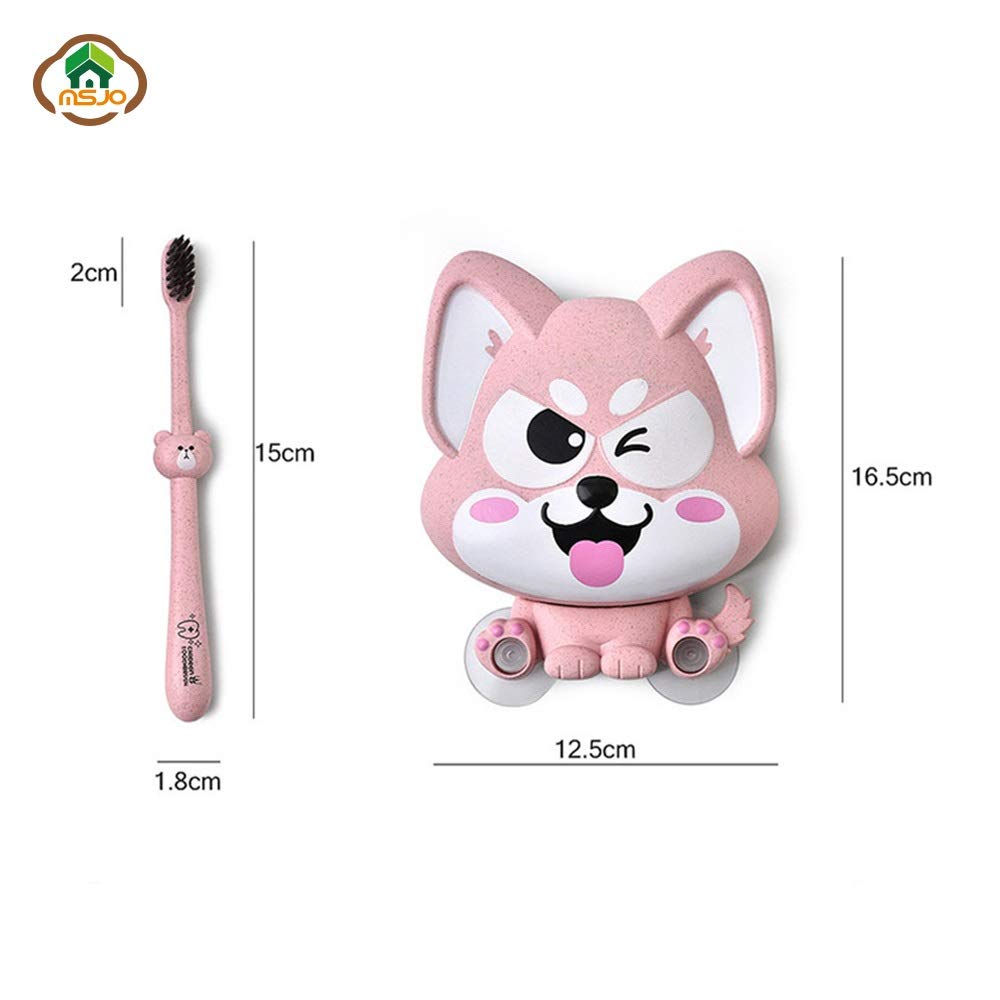 Spazzolino insieme del supporto 2Pcs spazzolino a parete spazzolino supporto di plastica sveglio bagno dentifricio (Color : Holder Set pink)