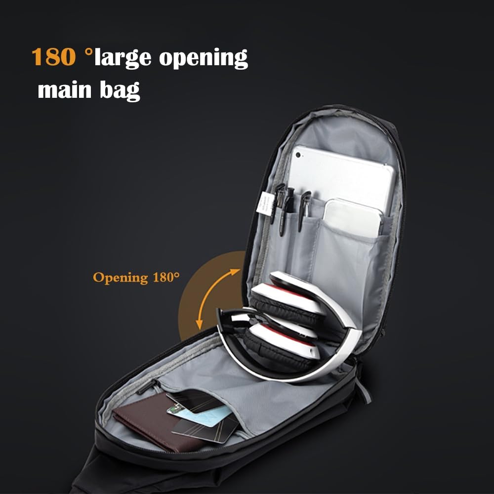 Crossbody Sling Bag, Anti-Diebstahl Herren Schultertasche, Wasserdicht Brusttasche Sling-Rucksack mit einem Riemen für Herren und Damen zur Freizeit, Reisen, Wandern, Fitnessstudio, Outdoor-Sport