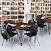 Romig Trek 42 in. Square Adjustable Classroom Table- Cherry & 4 Andy 18 in. Stack Chairs- Black & Grey Base
