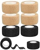 FUGLUS 8 Rollen Elastisches Selbstklebendes Fingerpflaster,Wasserfest,Schmutzabweisend(2,5cm x 4,5m),Haftbandage Hautfarben für Bequemes Tragen,Ideal für Staub- & Fettabweisender Schutz