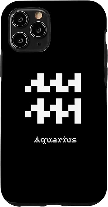 iPhone 11 Pro Aquarius Pixelated Astrology Symbols Zodiac Horoscope Sign Case
