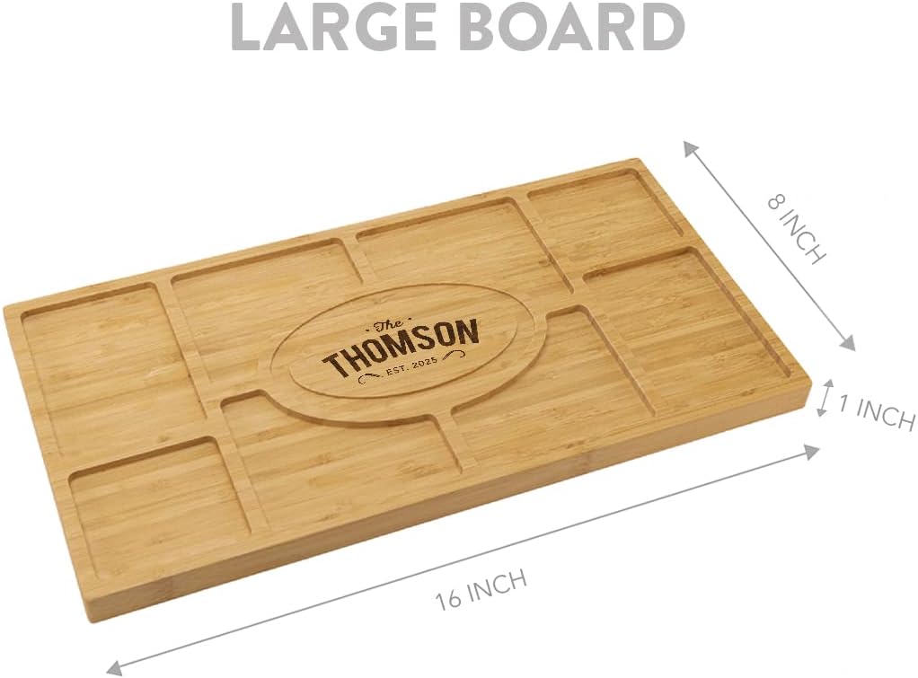 Andaz Press Large Personalized Charcuterie Board Gift, Custom Engraved Bamboo Wood Plank with Swirls, Tray, Serving Platter, Cheese Board, Cutting Board, Wedding Anniversary Housewarming Christmas