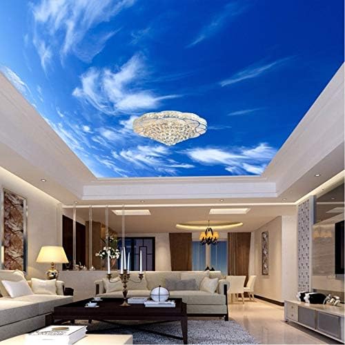 xbwy 3D Wallpaper Customized Mural Non Woven Hd Blue Sky White Clouds Roof Ceiling Decoration 3D Wall Room Murals Wall Paper for Wall-150X120Cm