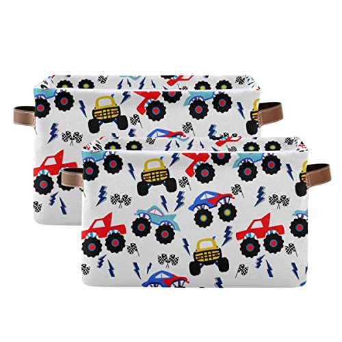 Wamika G304152004 Monster Truck Toy Storage Basket Fabric Kitchen Baskets Race Cars Boys Toys Open Home Storage Bins Boxes Foldable Organizer Bag thumb #1