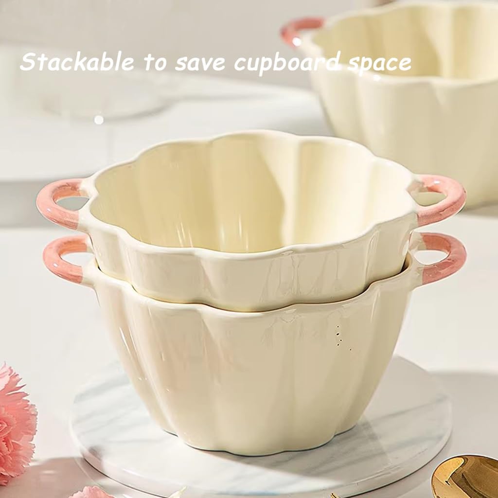 Miski na zupę, zestaw 2 misek płatki zbożowe, 500 ml ceramiczna miska sałatkę z podwójnym uchwytem Biała śniadanie, makaron, owsiane